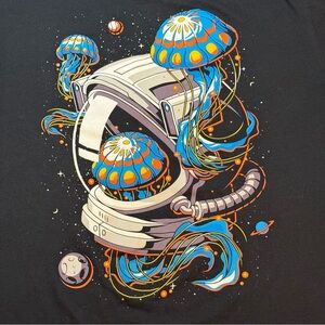 INTO THE AM astronaut graphic tee black XL spacecore festival